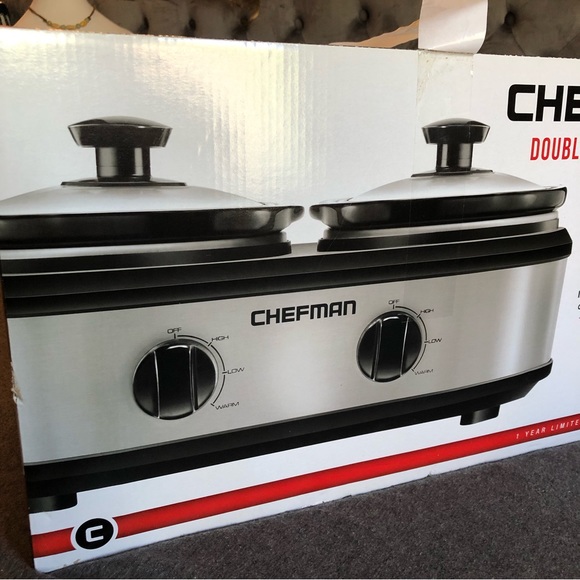 Chefman Double Slow Cooker 2 x 1.25 Quart Oval Stoneware Crocks - Dual Controls - Picture 11 of 11